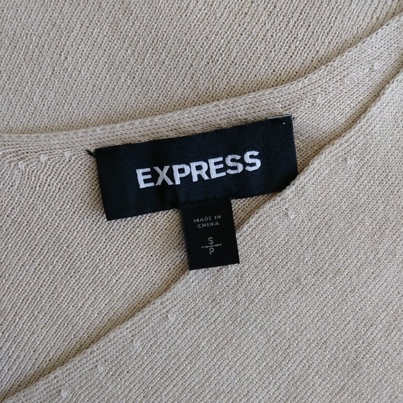 Express Soft Knit Balloon Sleeve V-Neck Beige Cream Top Sweater Small - Picture 9 of 10